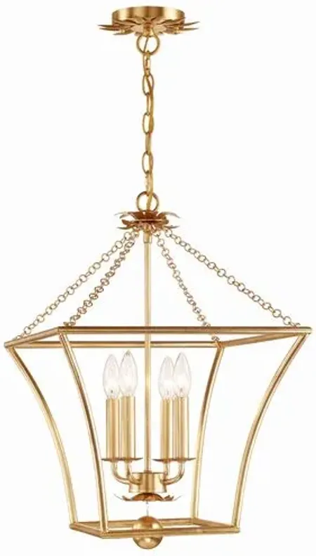 Broche 4 Light Mini Chandelier - Antique Gold - Crystorama