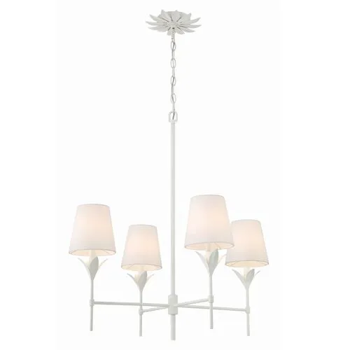 Broche 4 Light Chandelier - Crystorama - White