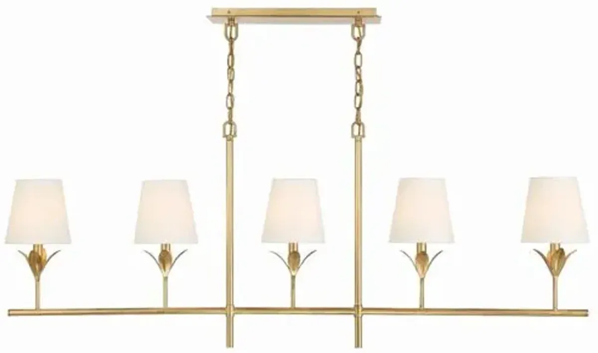 Broche 5 Light Linear Chandelier - Crystorama - Gold