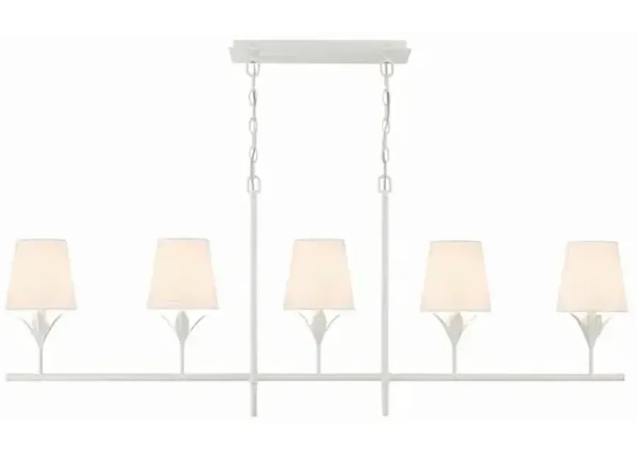 Broche 5 Light Linear Chandelier - Crystorama - White