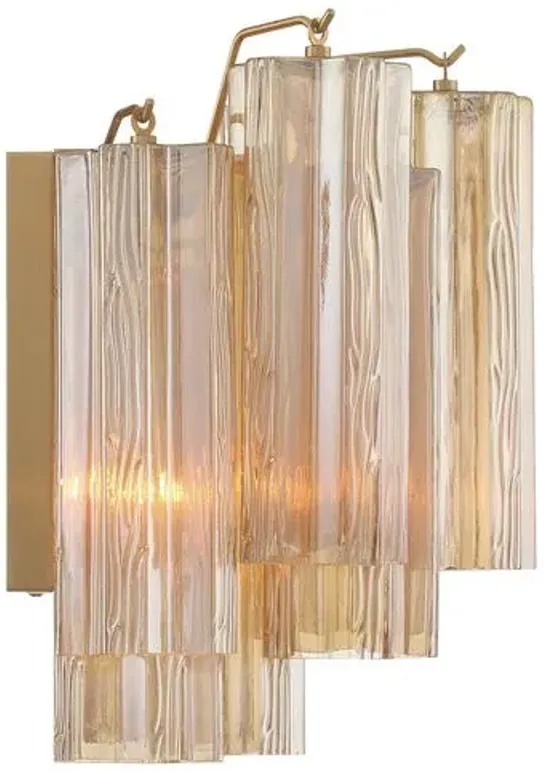 Addis 2 Light Glass Wall Sconce - Crystorama - Gold