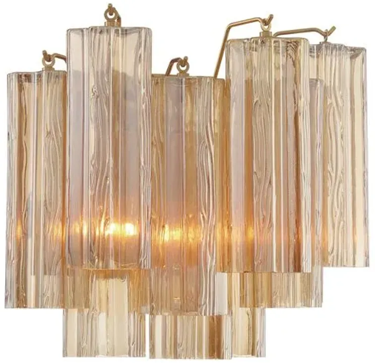 Addis 2 Light Glass Wall Sconce - Crystorama - Gold