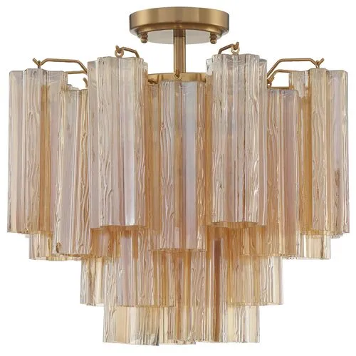 Addis 4 Light Glass Semi Flush Mount - Crystorama - Gold