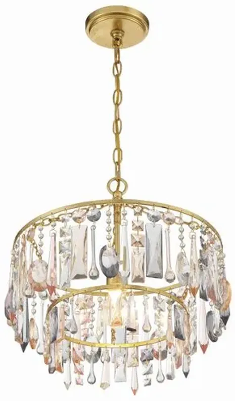 Elsa 1 Light Crystal Pendant/Antique Gold - Crystorama