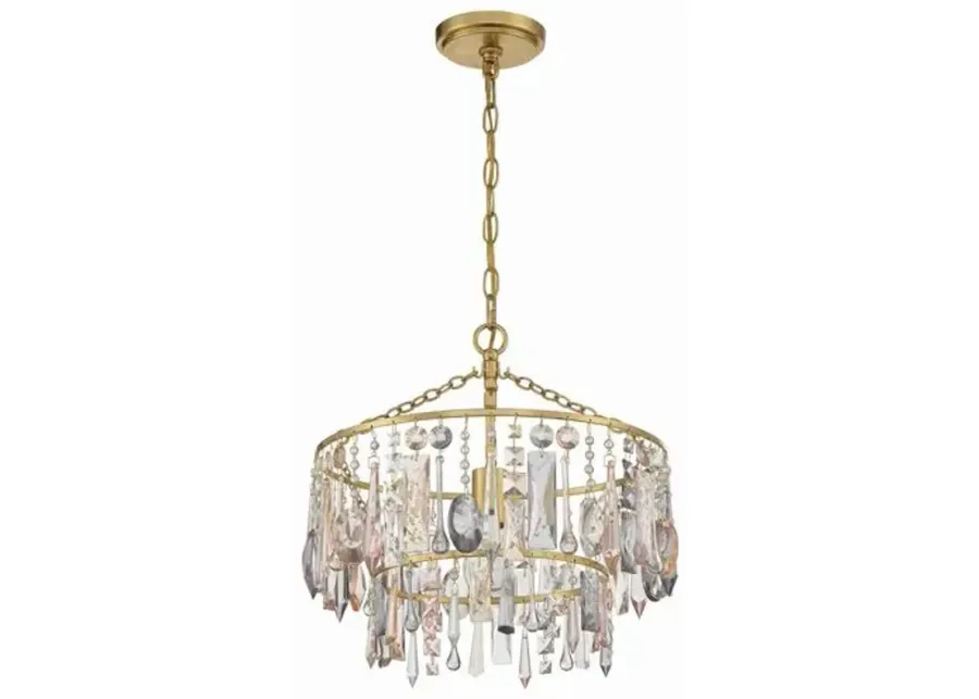 Elsa 1 Light Crystal Pendant/Antique Gold - Crystorama