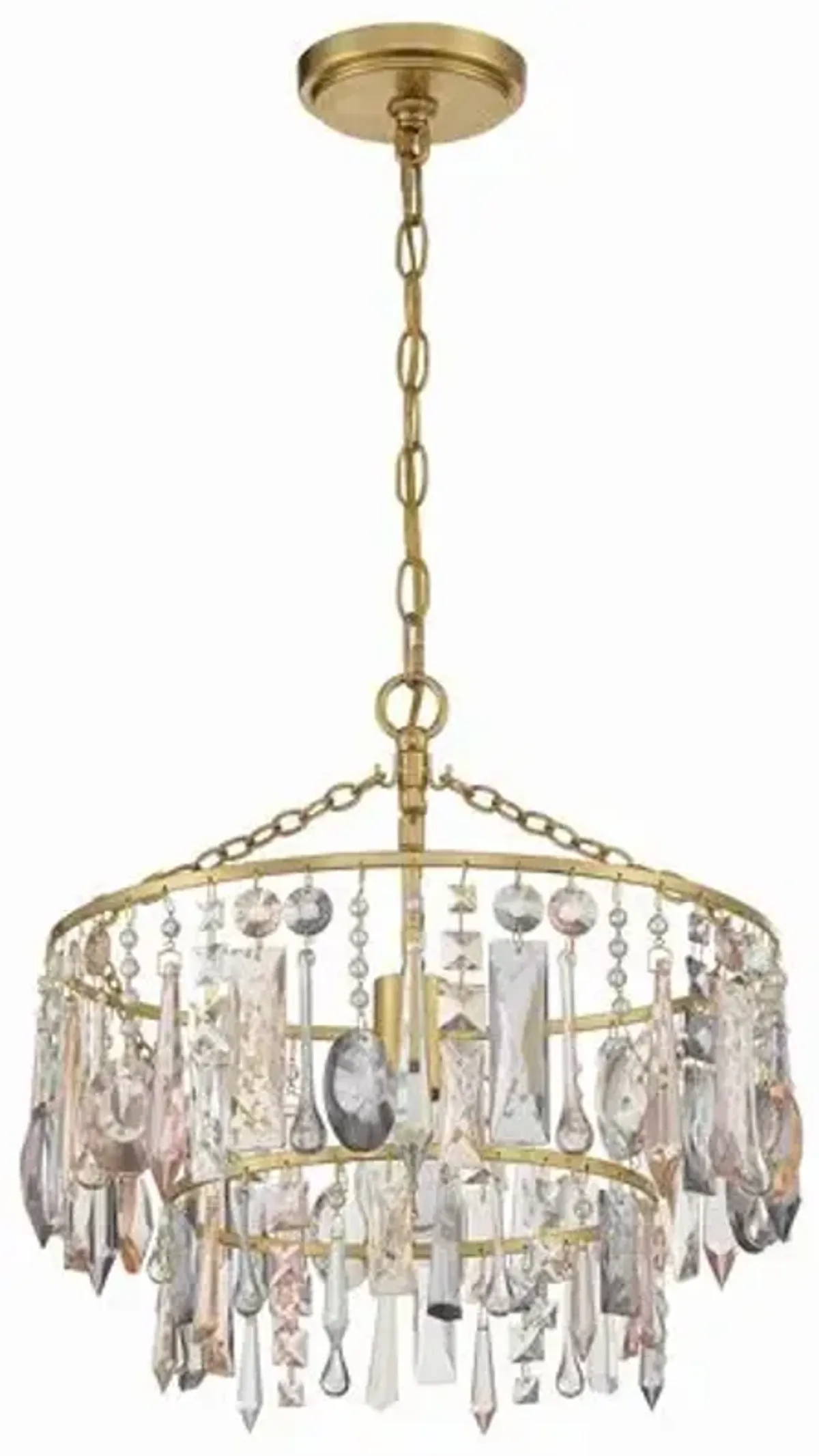 Elsa 1 Light Crystal Pendant/Antique Gold - Crystorama