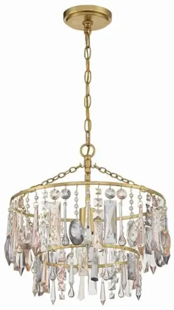 Elsa 1 Light Crystal Pendant/Antique Gold - Crystorama