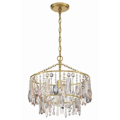 Elsa 1 Light Crystal Pendant/Antique Gold - Crystorama