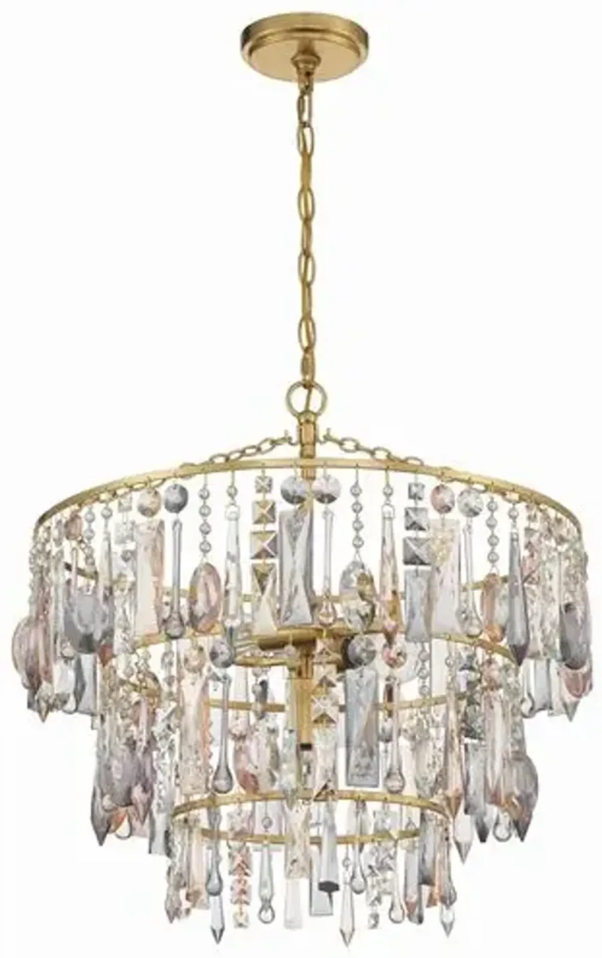 Elsa 3 Gold Chandelier - Antique Gold - Crystorama