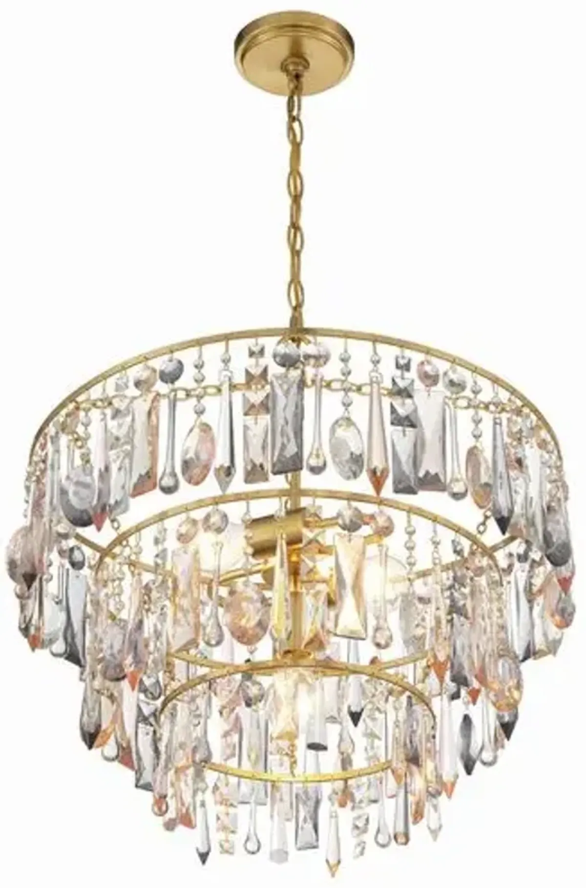 Elsa 3 Gold Chandelier - Antique Gold - Crystorama