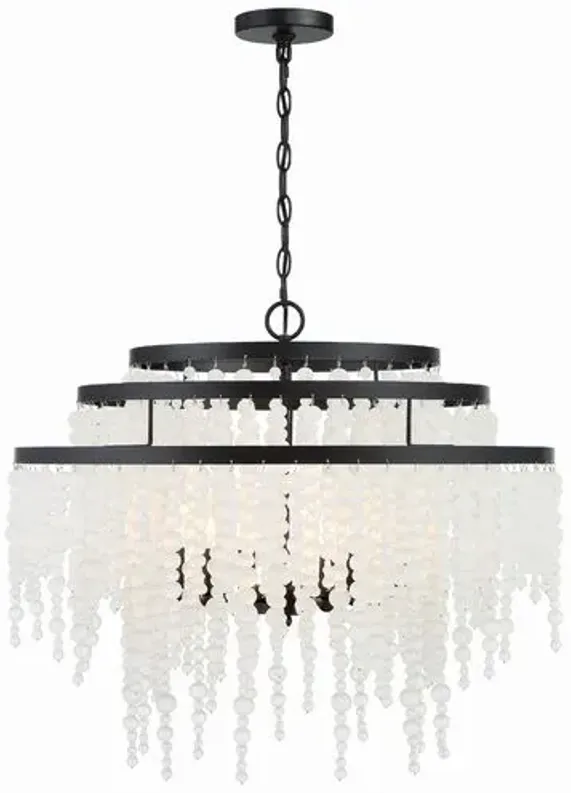 Poppy 6 Light Beaded Chandelier - Crystorama - Black