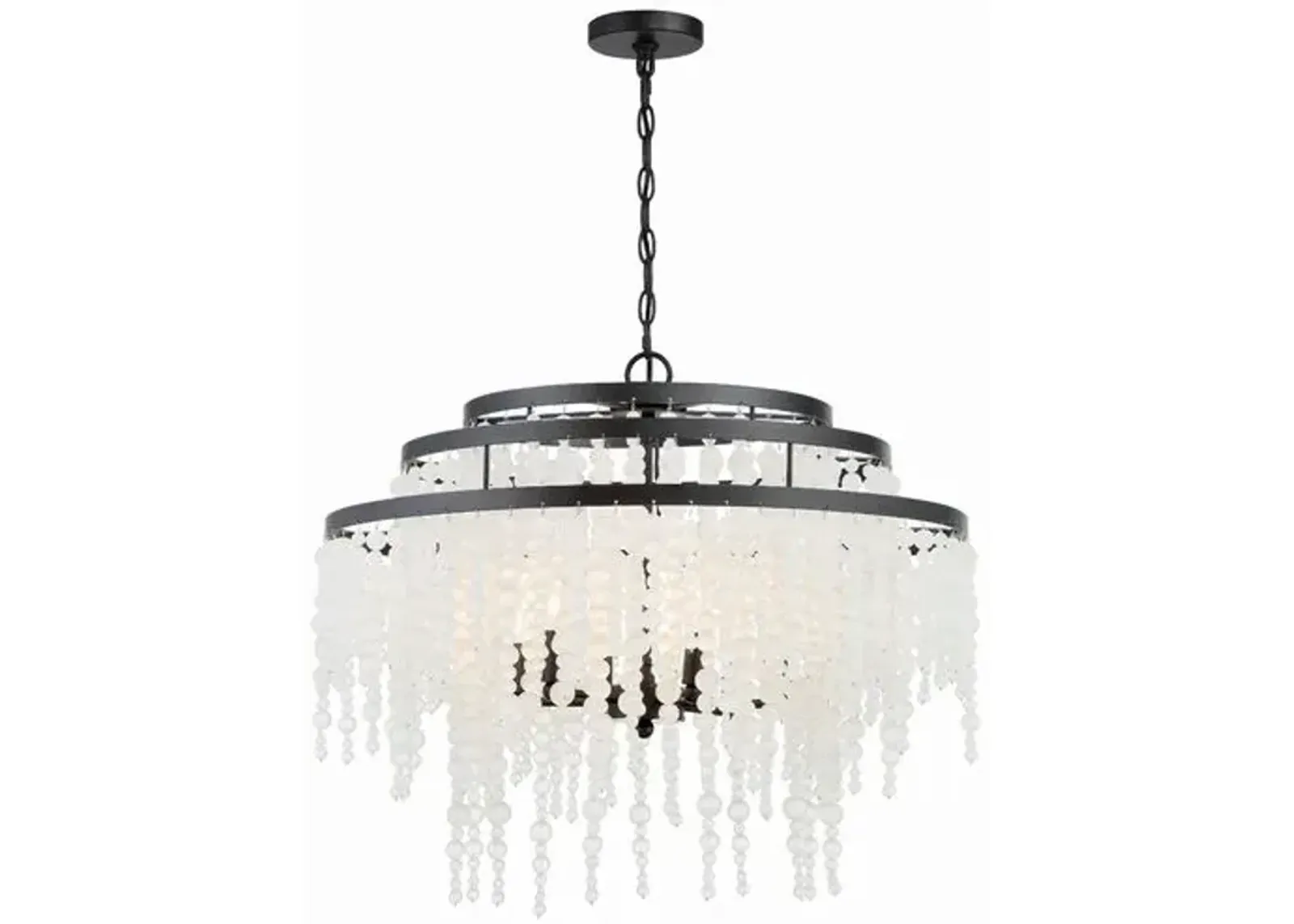 Poppy 6 Light Beaded Chandelier - Crystorama - Black