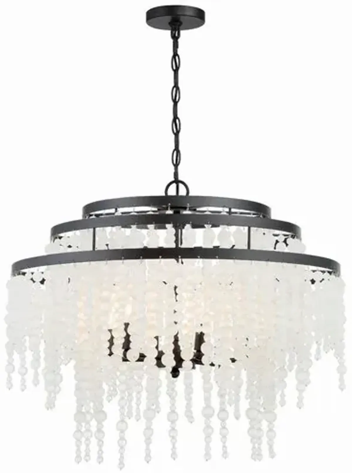 Poppy 6 Light Beaded Chandelier - Crystorama - Black