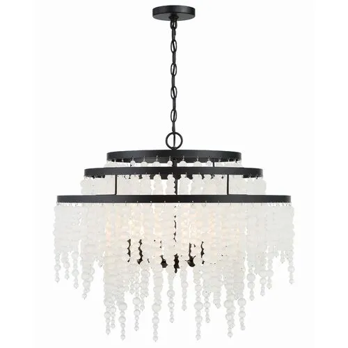 Poppy 6 Light Beaded Chandelier - Crystorama - Black