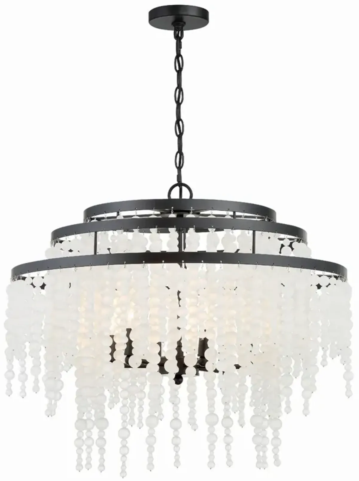 Poppy 6 Light Beaded Chandelier - Crystorama - Black