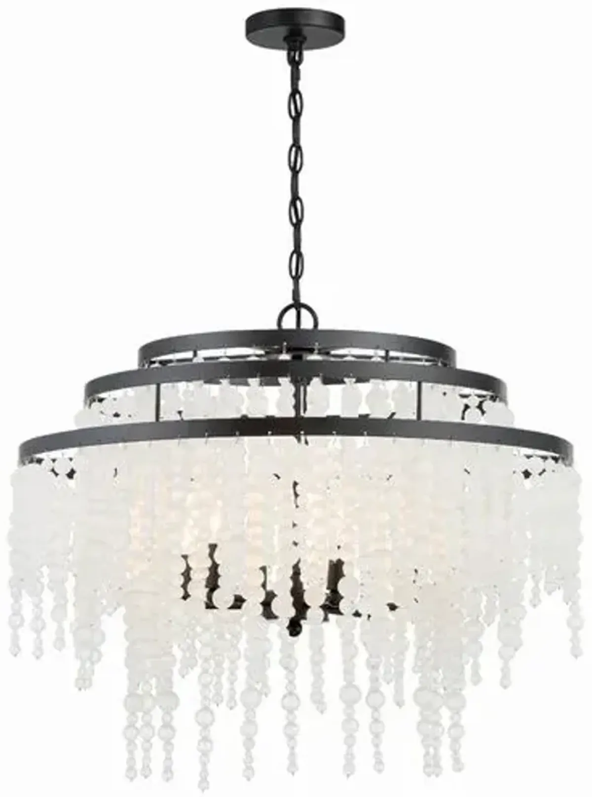 Poppy 6 Light Beaded Chandelier - Crystorama - Black