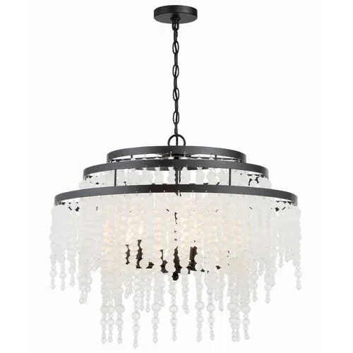 Poppy 6 Light Beaded Chandelier - Crystorama - Black