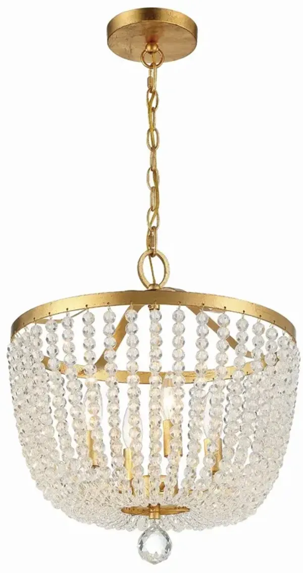 Rylee 4 Light Mini Chandelier - Antique Gold - Crystorama
