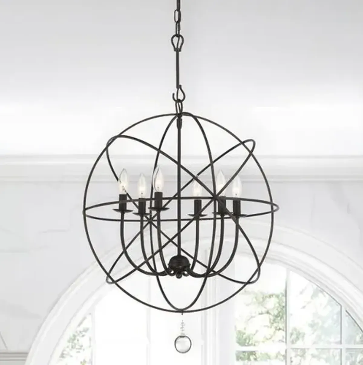 Solaris 6 Light Sphere Chandelier - Crystorama - Brown