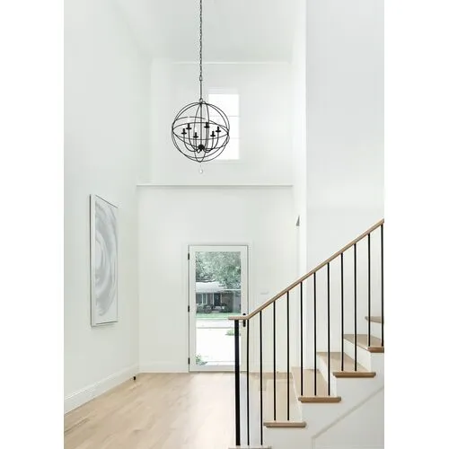 Solaris 6 Light Sphere Chandelier - Crystorama - Black