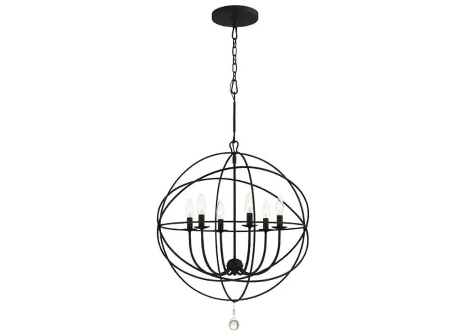 Solaris 6 Light Sphere Chandelier - Crystorama - Black