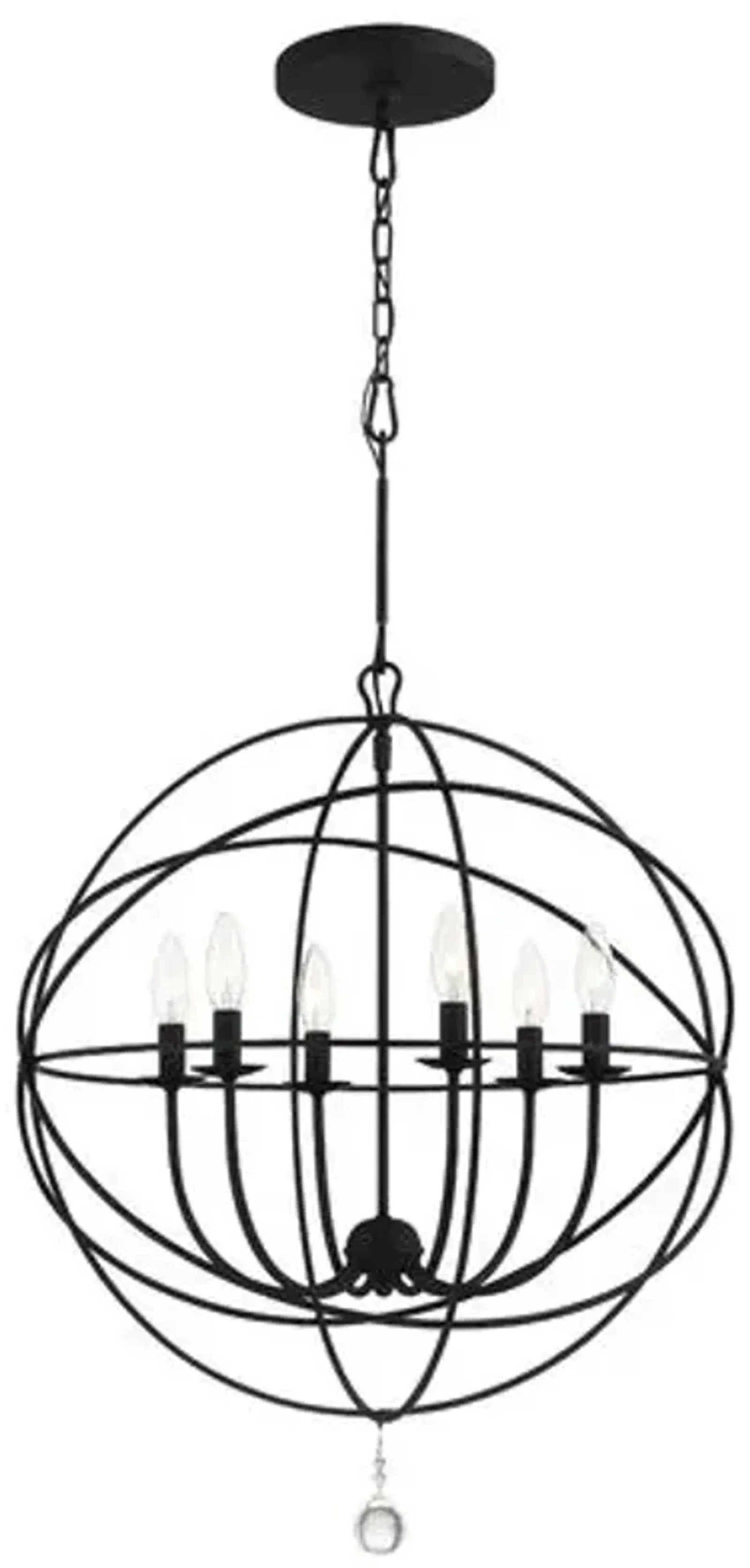 Solaris 6 Light Sphere Chandelier - Crystorama - Black