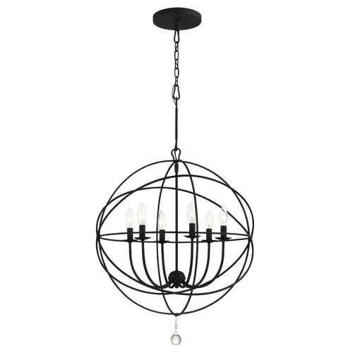 Solaris 6 Light Sphere Chandelier - Crystorama - Black