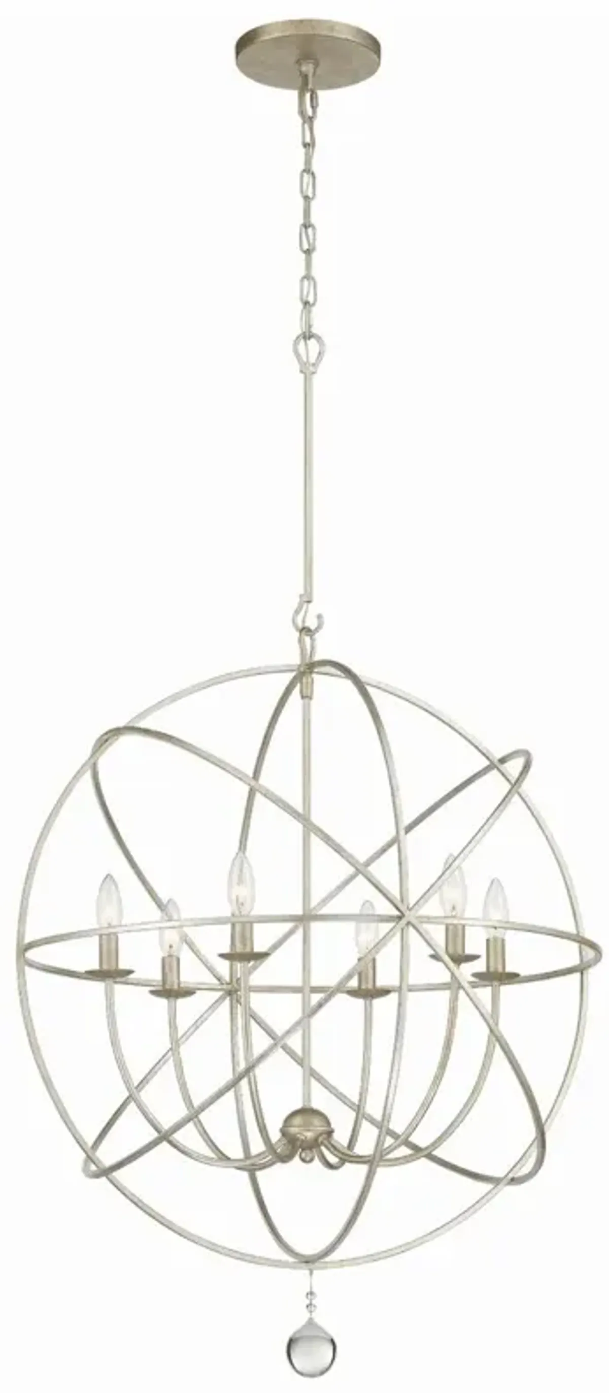 Solaris 6 Light Sphere Chandelier - Crystorama - Silver
