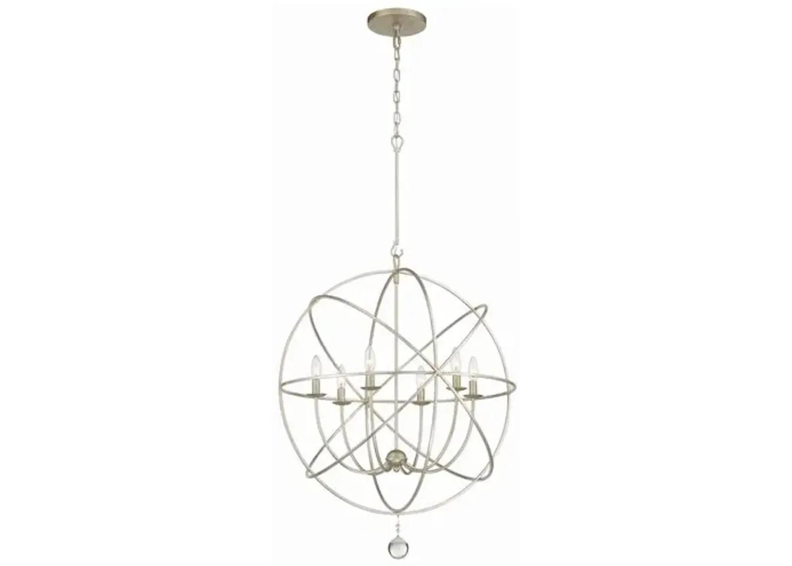 Solaris 6 Light Sphere Chandelier - Crystorama - Silver