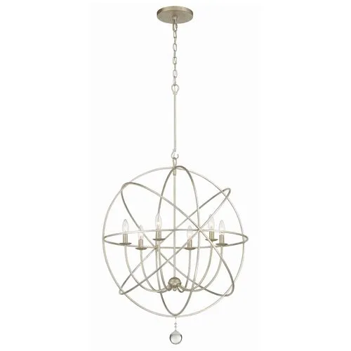 Solaris 6 Light Sphere Chandelier - Crystorama - Silver