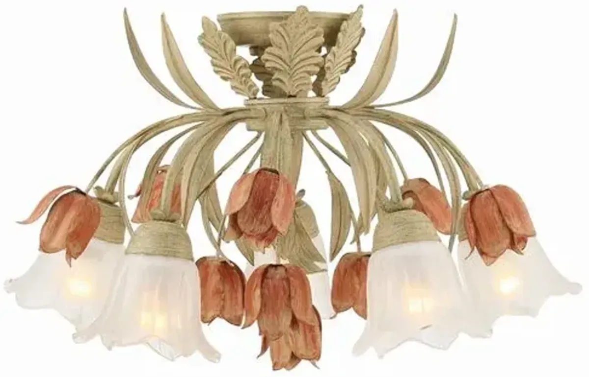 Southport 5 Light Floral Semi Flush Mount - Crystorama - Pink