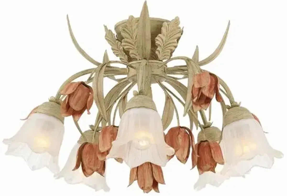 Southport 5 Light Floral Semi Flush Mount - Crystorama - Pink