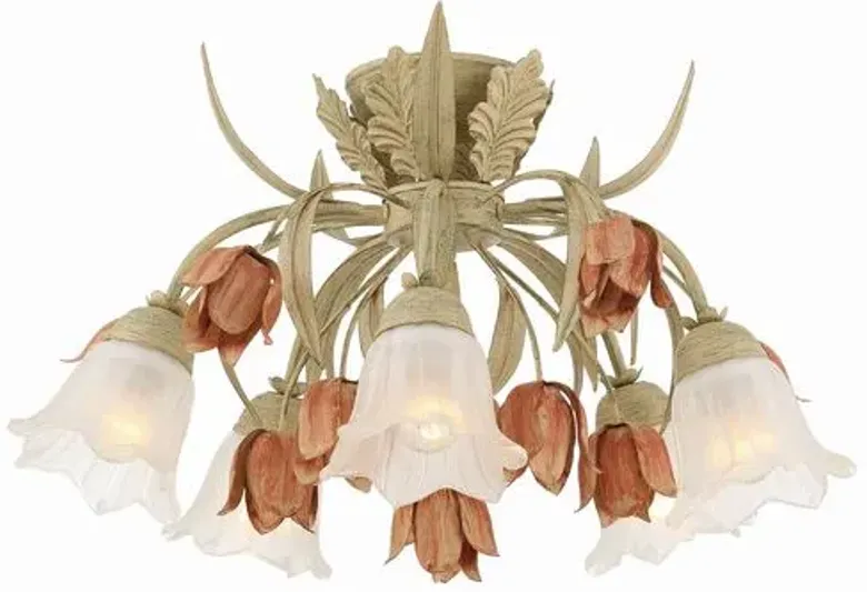 Southport 5 Light Floral Semi Flush Mount - Crystorama - Pink