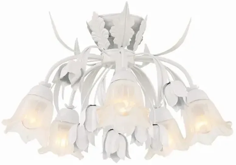 Southport 5 Light Floral Semi Flush Mount - Crystorama - White