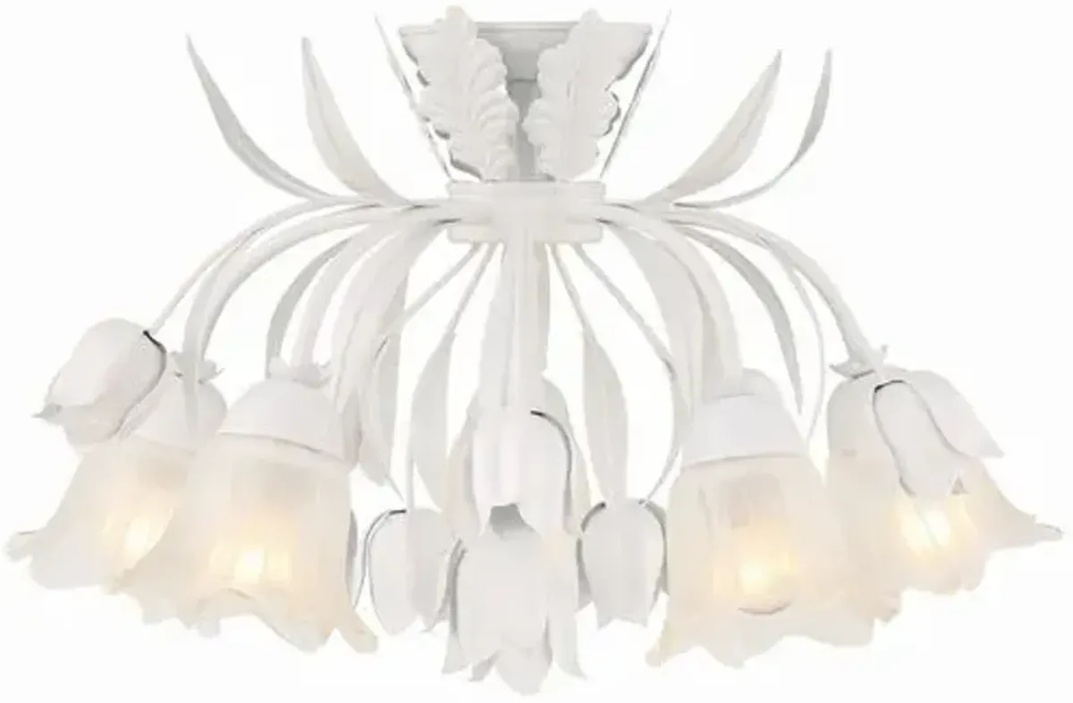 Southport 5 Light Floral Semi Flush Mount - Crystorama - White