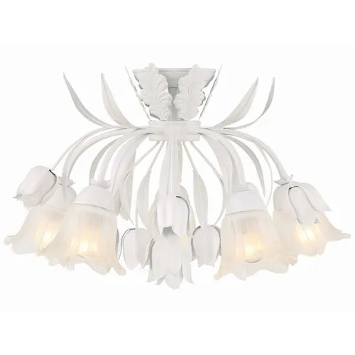 Southport 5 Light Floral Semi Flush Mount - Crystorama - White