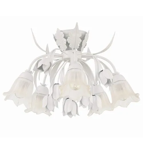 Southport 5 Light Floral Semi Flush Mount - Crystorama - White