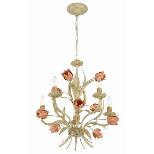 Southport 5 Light Chandelier - Sage Rose - Crystorama - Pink