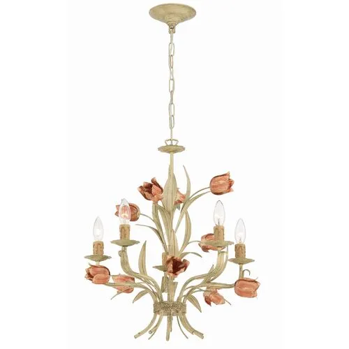 Southport 5 Light Chandelier - Sage Rose - Crystorama - Pink