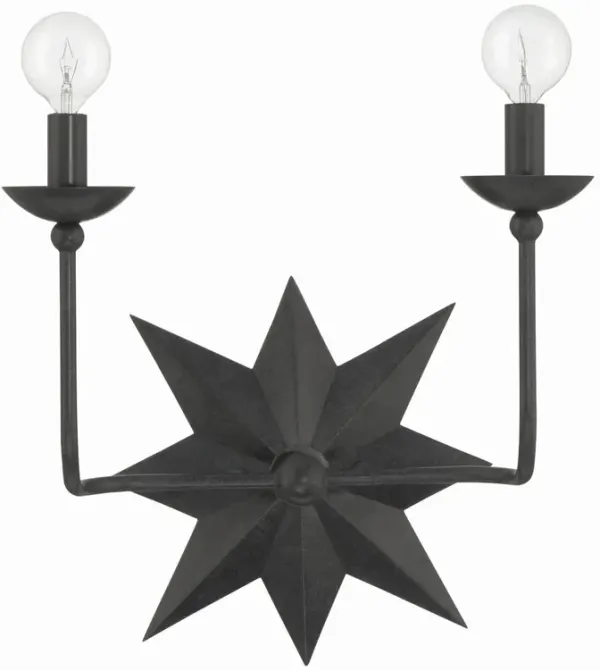 Astro 2 Light Star Wall Sconce - Black - Crystorama