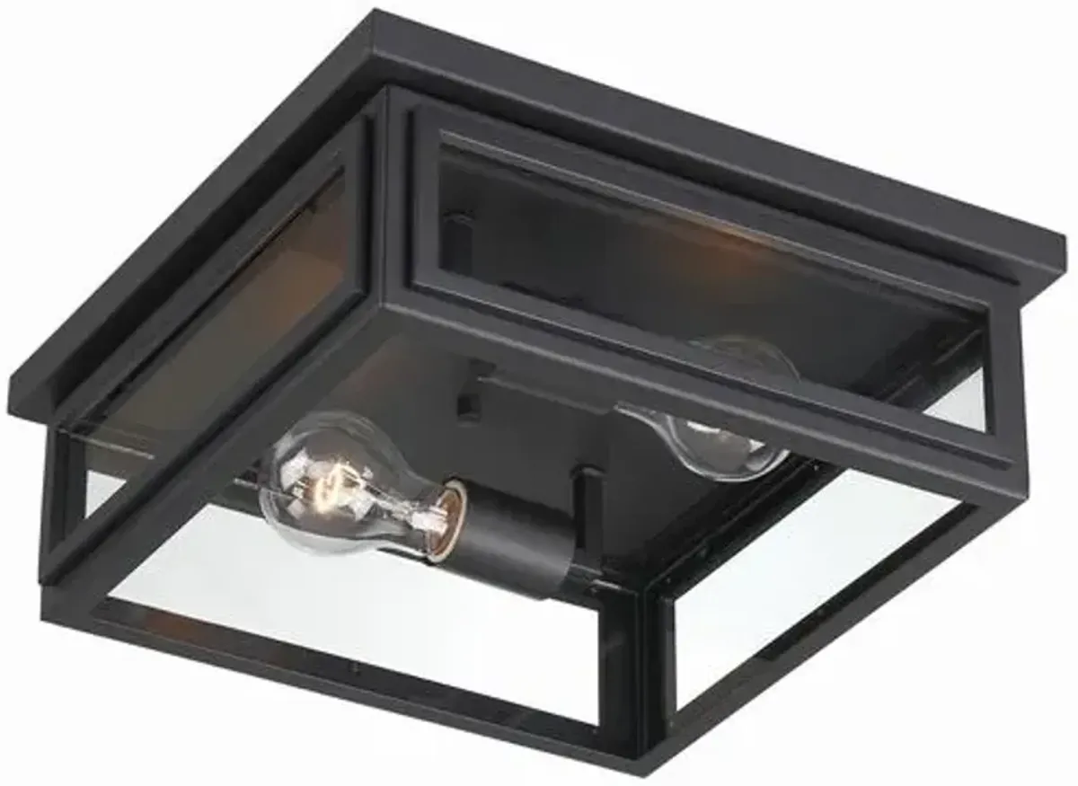 Byron 2 Light Outdoor Flush Mount - Matte Black - Crystorama