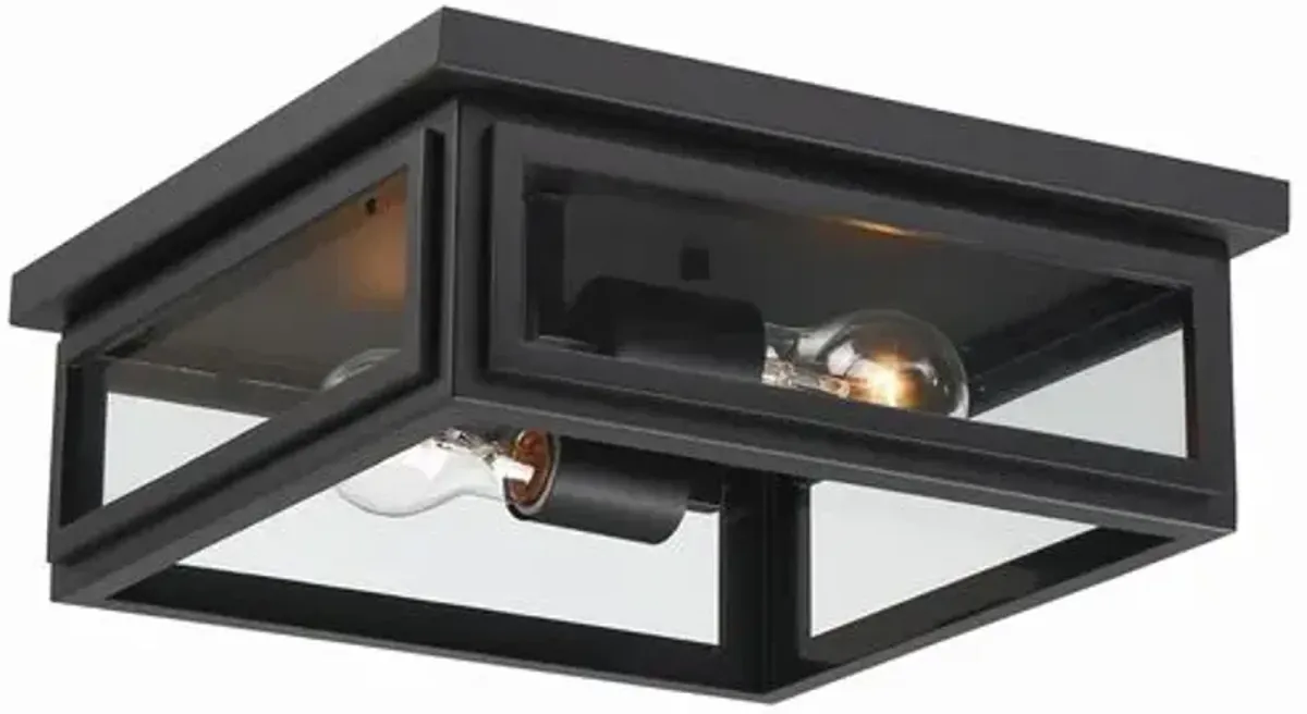 Byron 2 Light Outdoor Flush Mount - Matte Black - Crystorama