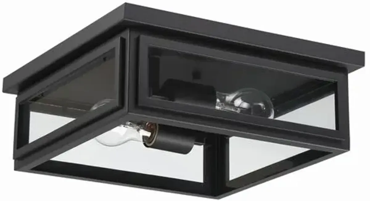 Byron 2 Light Outdoor Flush Mount - Matte Black - Crystorama