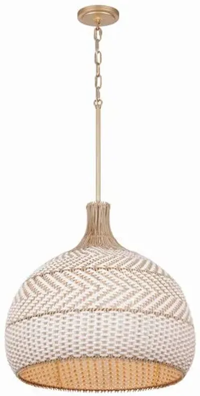 Zanzibar Rattan Chandelier - Natural/Soft Gold - Crystorama - Handcrafted