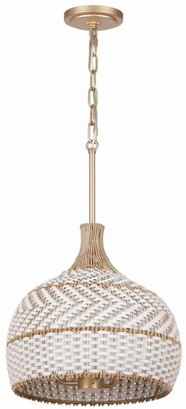 Zanzibar 3 Light Rattan Pendant - Natural/Soft Gold - Crystorama - Handcrafted