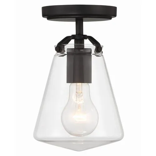 Voss 1 Light Semi Flush Mount - Crystorama - Black