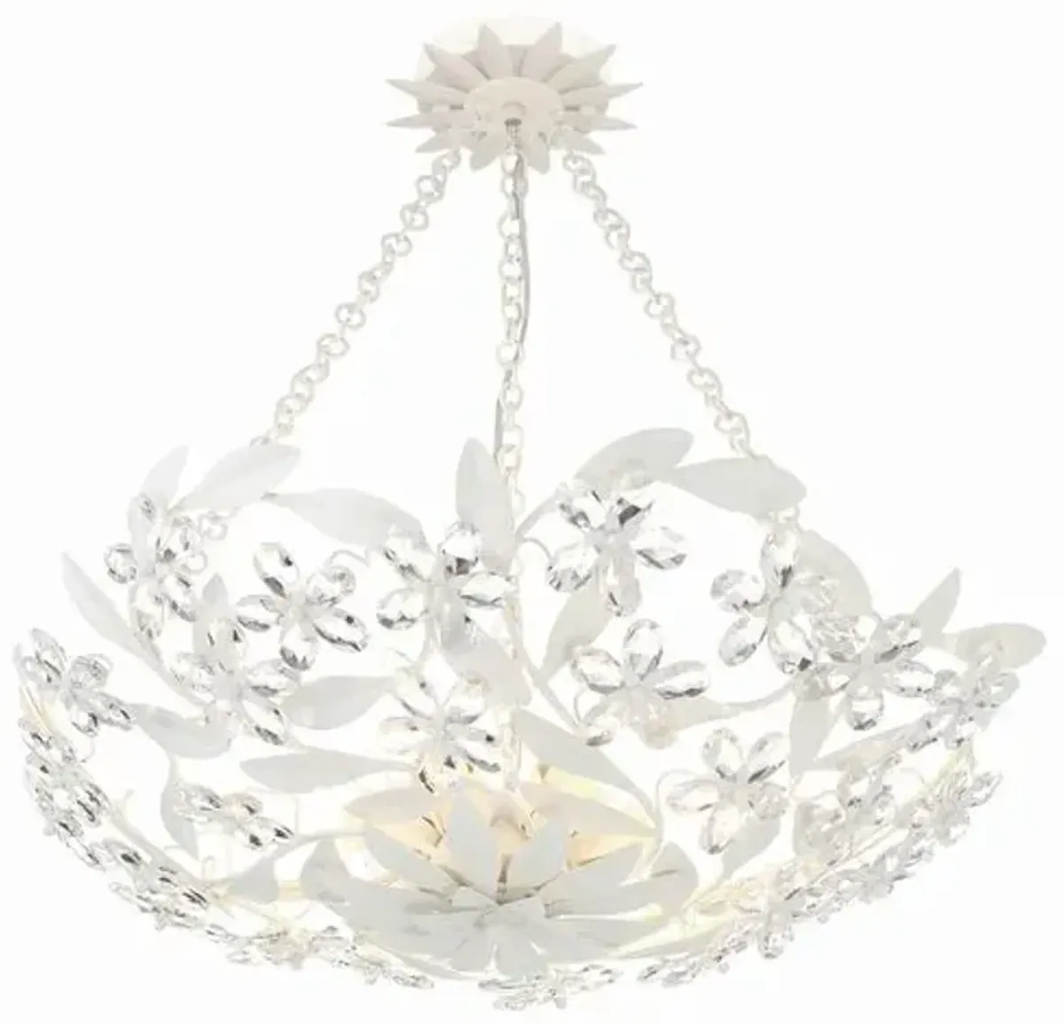 Marselle 6-Light Hand Cut Floral Crystal Semi Flush Mount - Crystorama - White