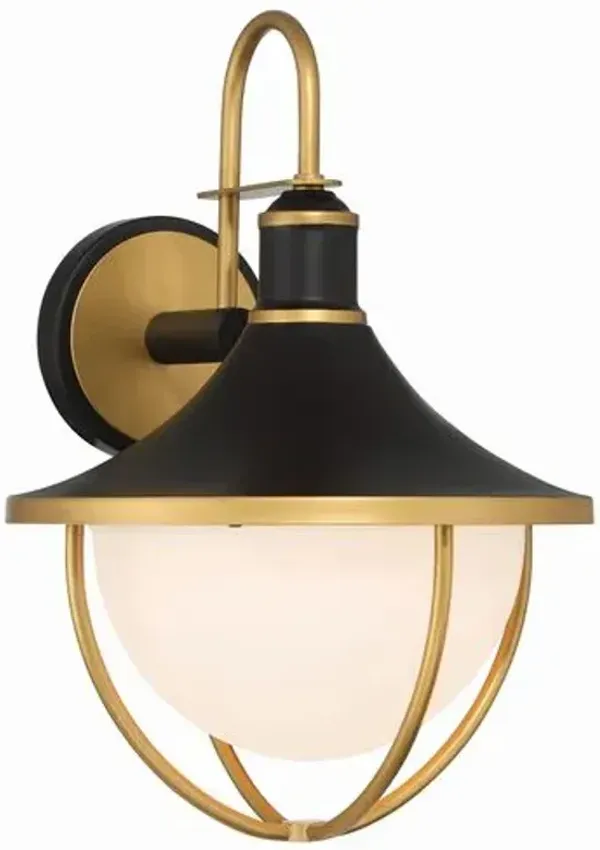 Atlas Outdoor Wall Sconce - Matte Black/Textured Gold - Crystorama