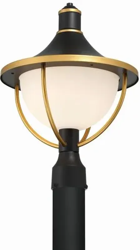 Atlas 1 Light Outdoor Post - Matte Black/Textured Gold - Crystorama