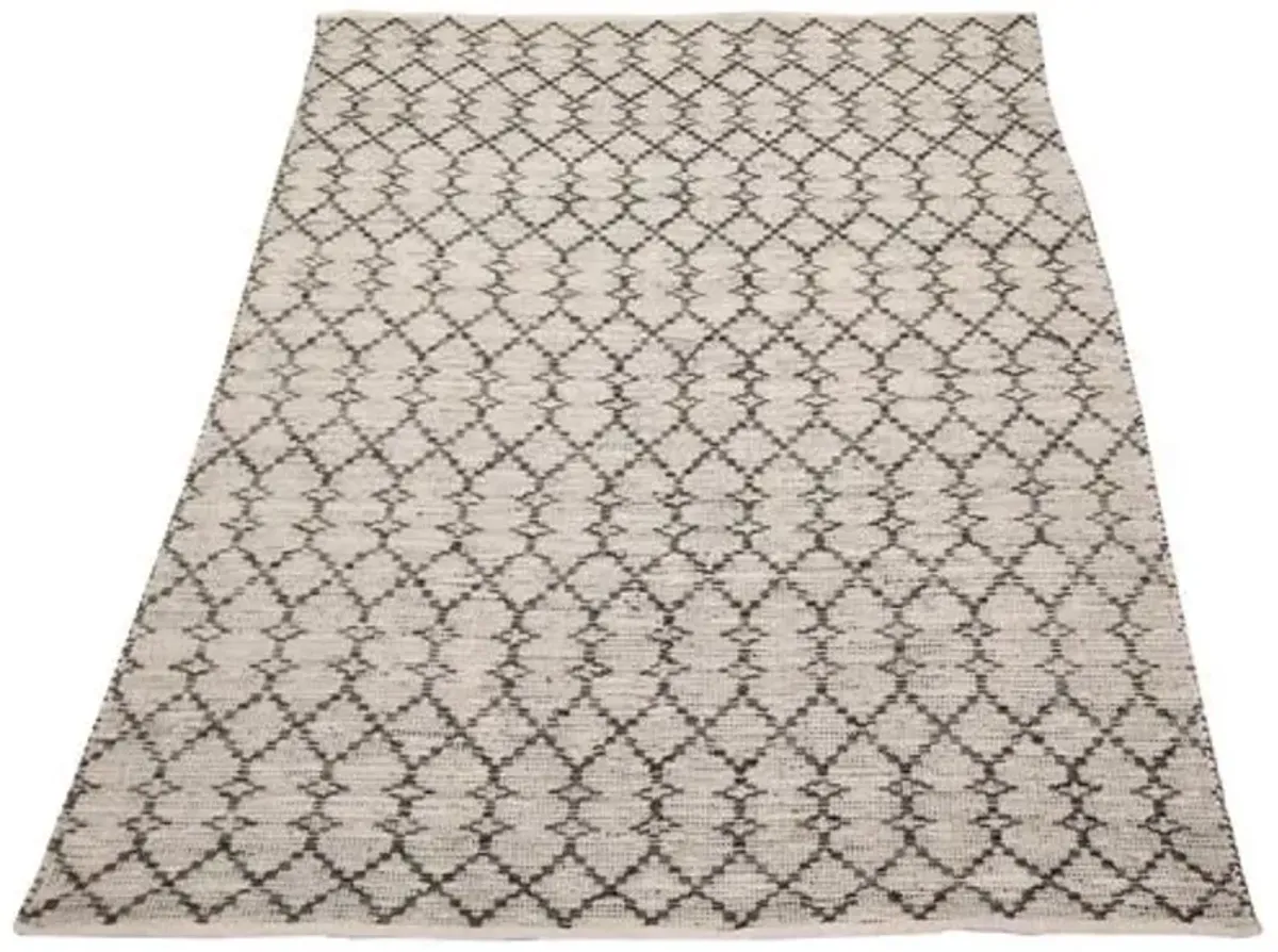 Marrakech Cream Kilim - 5'2" x 8'0" - ECARPETGALLERY - Ivory